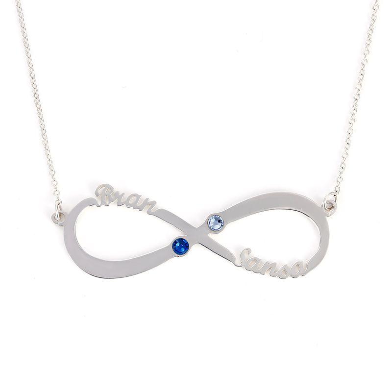 Trendolla Two Name Infinity Necklace with Birthstones Sterling Silver - Trendolla Jewelry