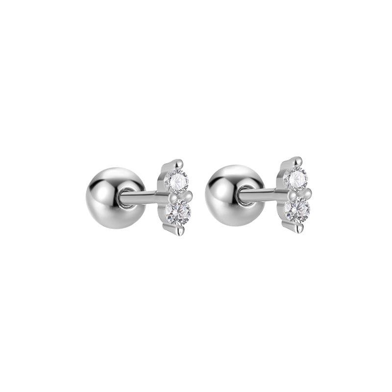 Trendolla Round Cut Cubic Zirconia Diamond  Earrings Ball Back Earrings Nap Earrings - Trendolla Jewelry