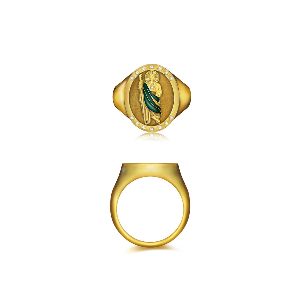 Trendolla San Judas Ring Jude Oval Ring Anillo - Trendolla Jewelry
