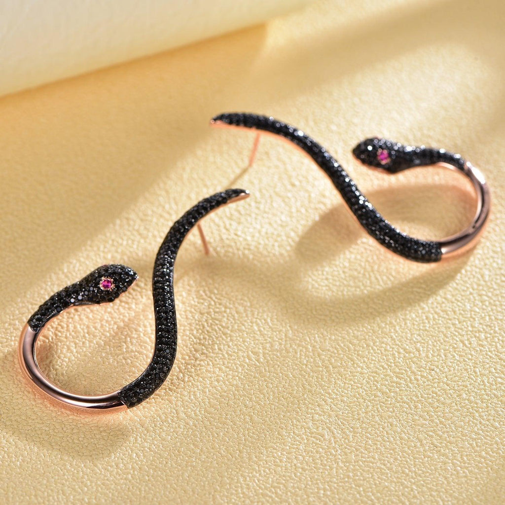 Trendolla Snake Shape Sterling Silver Earrings - Trendolla Jewelry