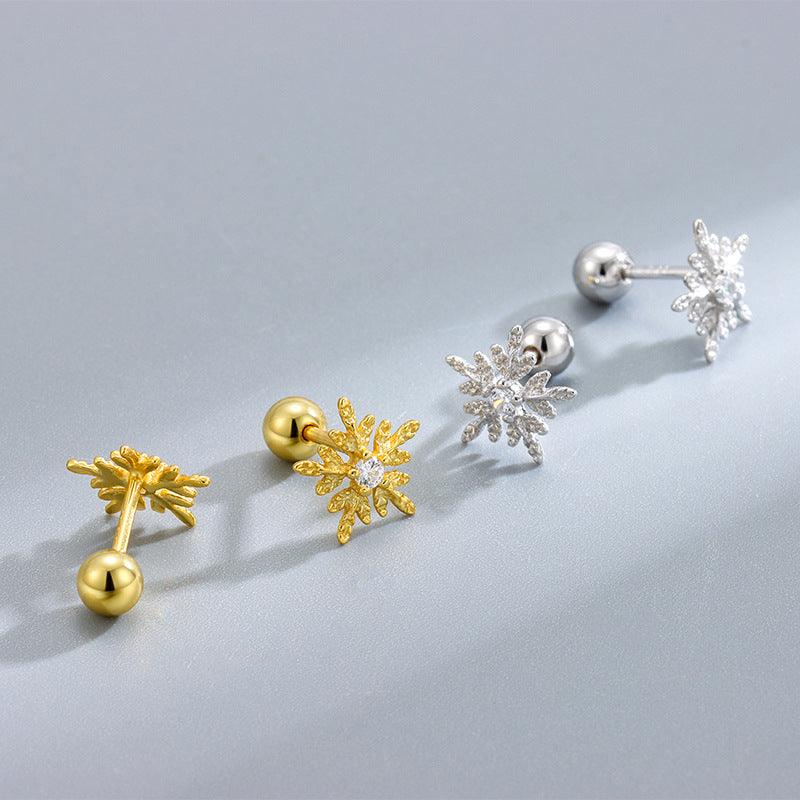 Trendolla Snowflake Stud Earrings Ball Back Earrings Nap Earrings - Trendolla Jewelry
