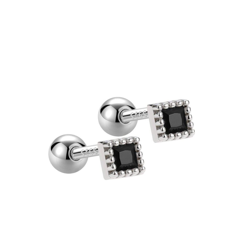 Trendolla Square Cut Cubic Zirconia Diamond Ball Back Earrings Nap Earrings - Trendolla Jewelry