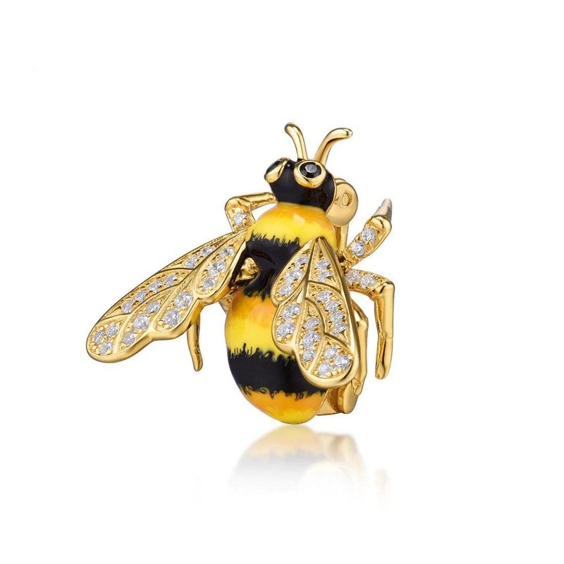 Trendolla Sterling Silver Bee Enamel Pin Brooch - Trendolla Jewelry