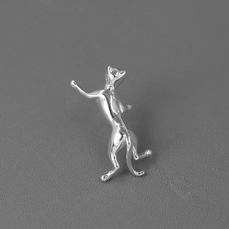 Trendolla Sterling Silver Cat Pin Brooch - Trendolla Jewelry