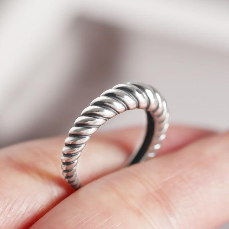Trendolla Sterling Silver Croissant Ring Adjustable Open Ring - Trendolla Jewelry