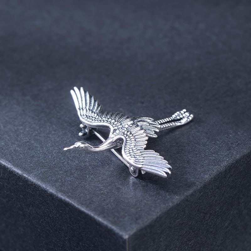 Trendolla Sterling Silver Flying Crane Pin Brooch - Trendolla Jewelry
