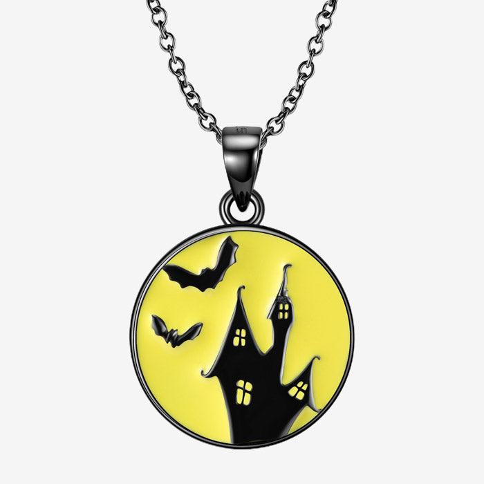 Trendolla Sterling Silver Halloween Drip Gel Haunted House Necklace - Trendolla Jewelry