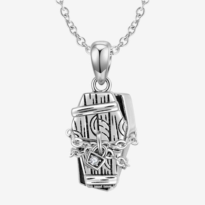 Trendolla Sterling Silver Halloween Sealed Coffin Necklace - Trendolla Jewelry