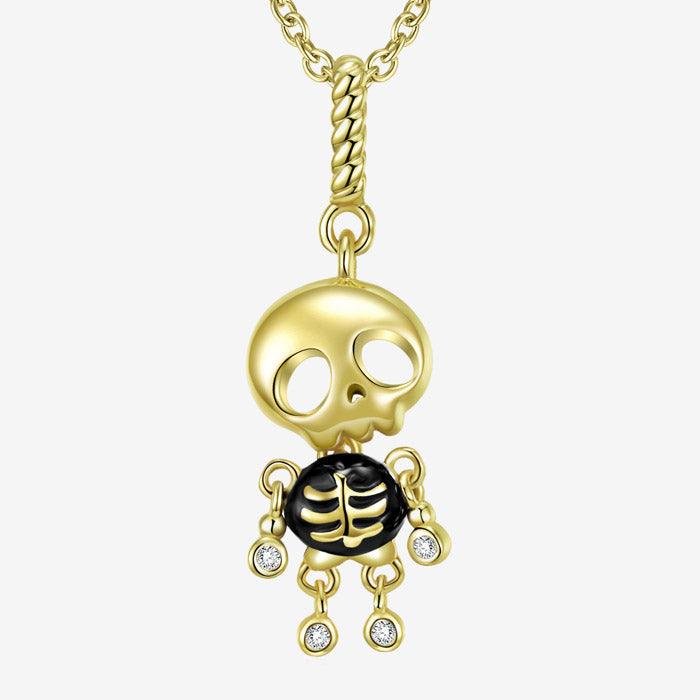 Trendolla Sterling Silver Halloween Skeleton Puppet Necklace - Trendolla Jewelry