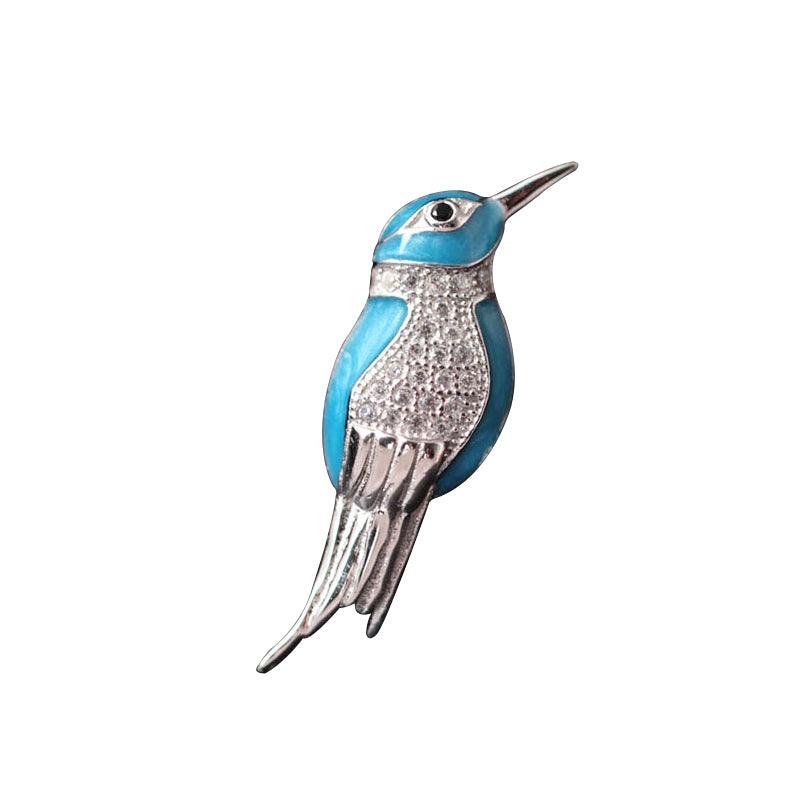 Trendolla Sterling Silver Kingfisher Pin Brooch - Trendolla Jewelry