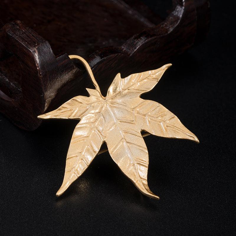 Trendolla Sterling Silver Maple Leaf Pin Brooch Autumn Brooch Pin - Trendolla Jewelry