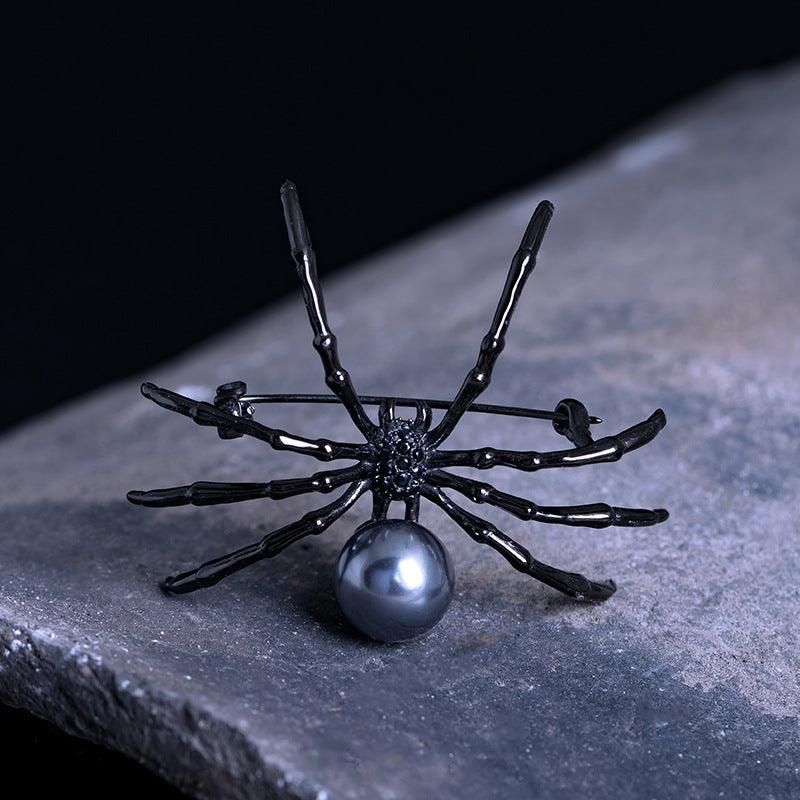 Trendolla Sterling Silver Mother of Faux Pearl Body Spider Pin Brooch - Trendolla Jewelry