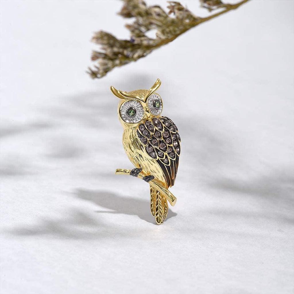 Trendolla Sterling Silver Owl Enamel Pin Brooch - Trendolla Jewelry