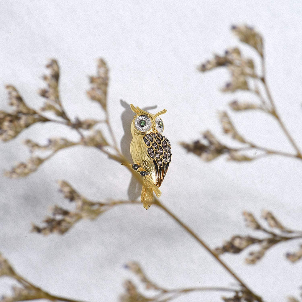 Trendolla Sterling Silver Owl Enamel Pin Brooch - Trendolla Jewelry