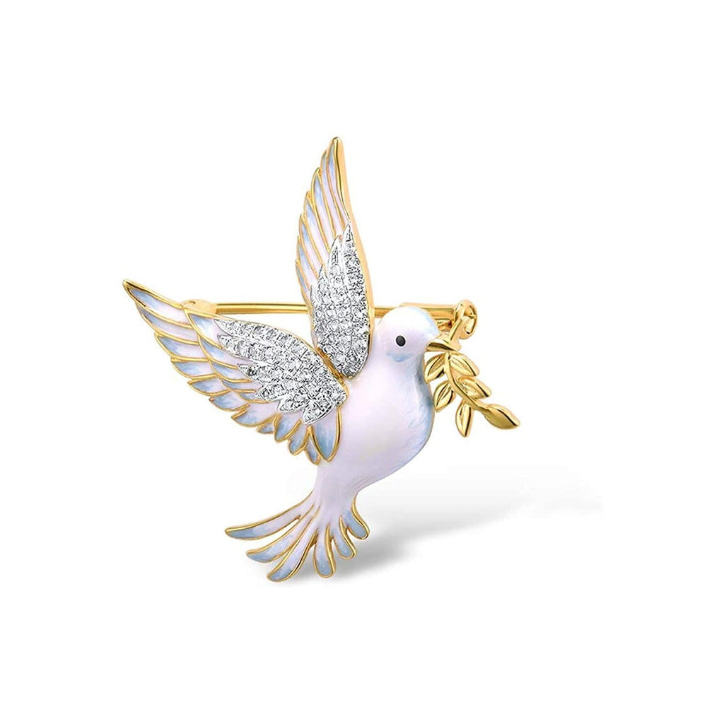 Trendolla Sterling Silver Pigeon Enamel Pin Brooch - Trendolla Jewelry