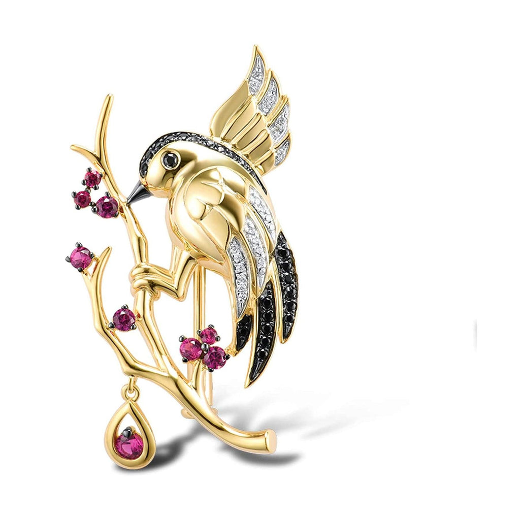 Trendolla Sterling Silver Sparrow Bird Enamel Pin Brooch - Trendolla Jewelry