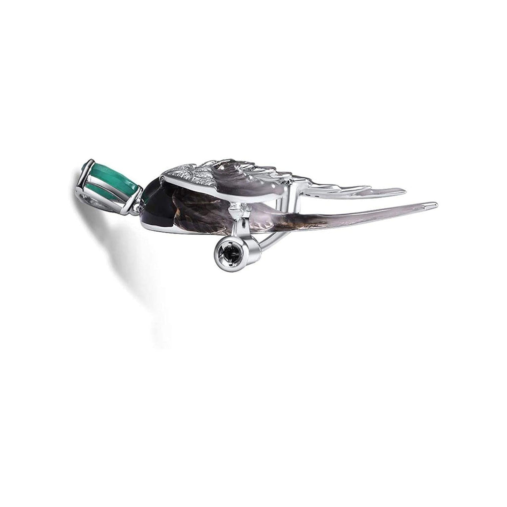 Trendolla Sterling Silver Swallow Enamel Pin Brooch - Trendolla Jewelry
