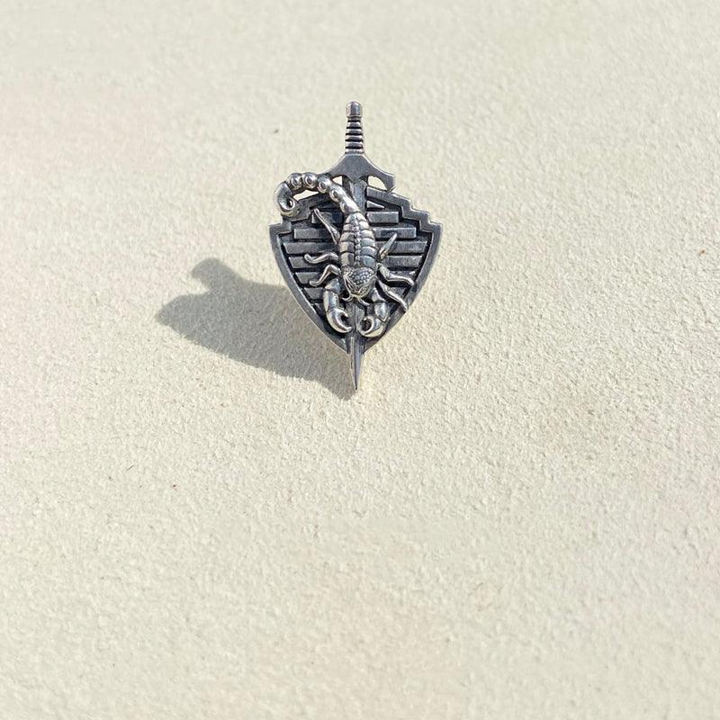 Trendolla Sterling Silver Vintage Scorpion Shield Pin Brooch - Trendolla Jewelry