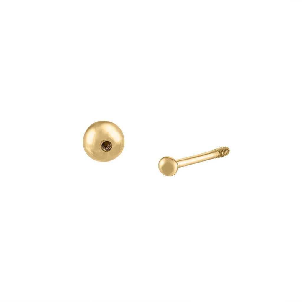 Trendolla Tiny Secret Ball Back Earrings in 14k Gold - Trendolla Jewelry