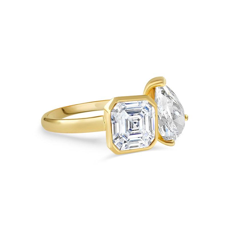 Trendolla Toi et Moi Pear and Asscher Engagement Ring - Trendolla Jewelry