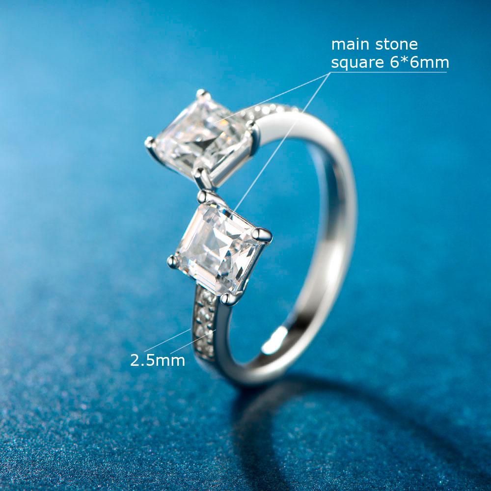 Trendolla Two Crystal Cube CZ Diamond Twogether Engagement Ring Toi et Moi Ring - Trendolla Jewelry