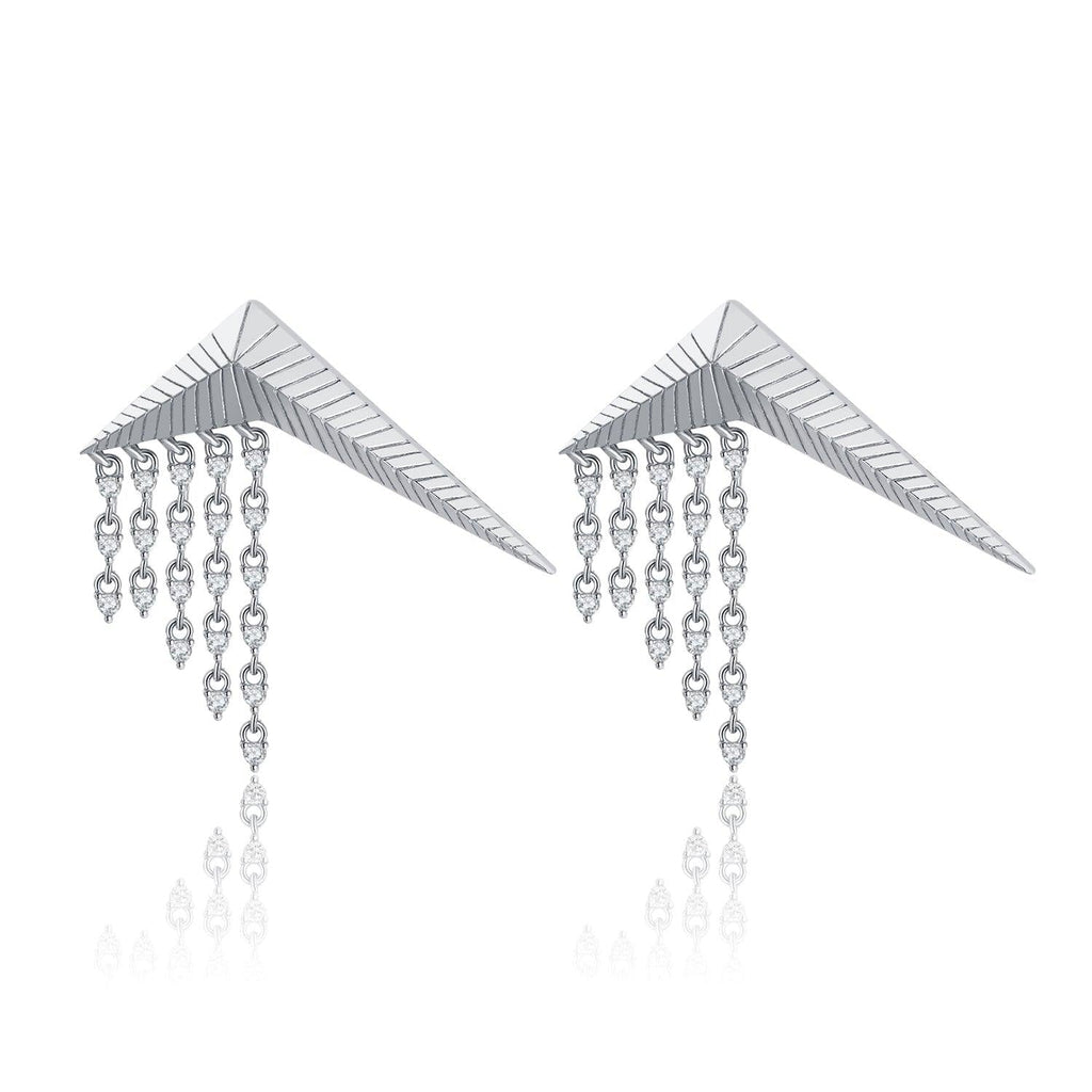 Triangle Cubic Zirconia Diamond Earrings Falling star Collection Designed by Ida Eckhel - Trendolla Jewelry