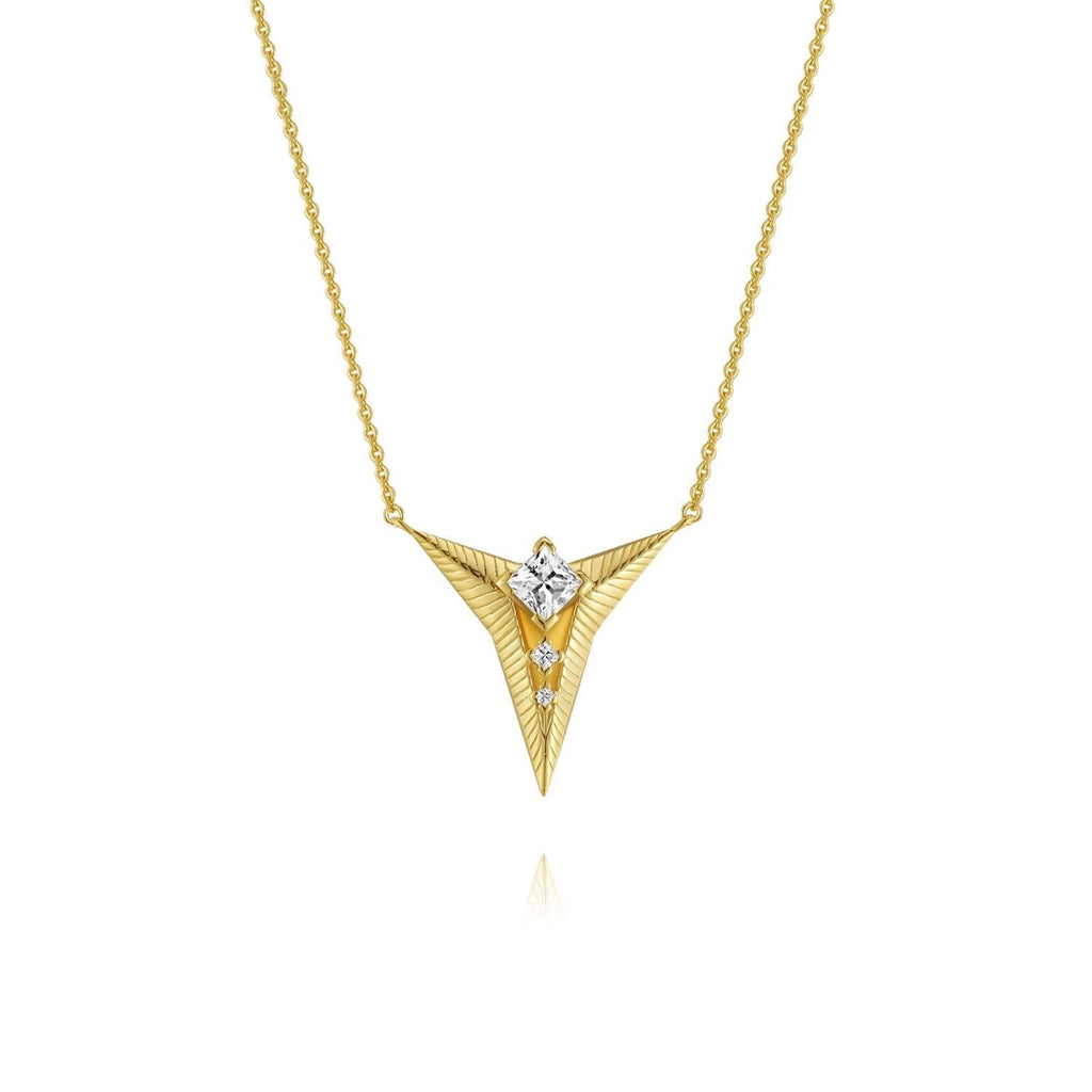 Triangle Cubic Zirconia Diamond Necklace Falling star Collection Designed by Ida Eckhel - Trendolla Jewelry