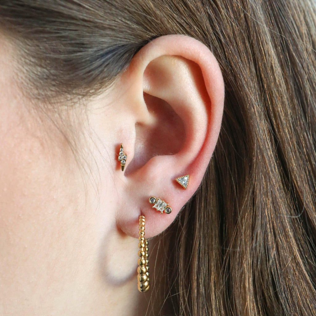 Triangle Piercing Barbell Earrings Ball Back Earrings Nap Earrings - Trendolla Jewelry