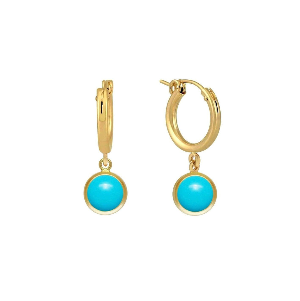 Turquoise Bezel Hoop Earrings - Trendolla Jewelry