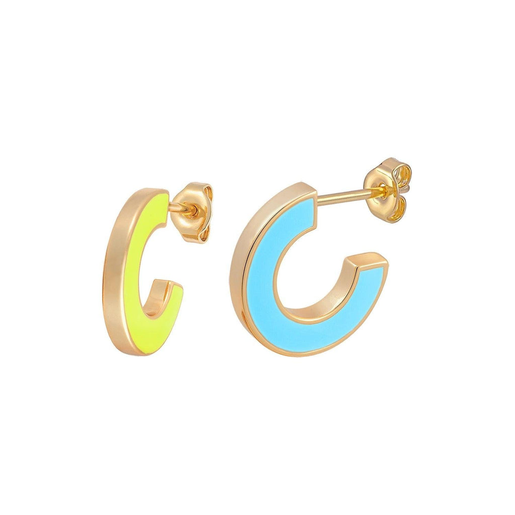 Turquoise Bright Future Reversible Enamel Earrings - Trendolla Jewelry