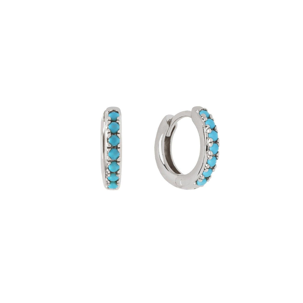 Turquoise Huggie Hoop Earrings - Trendolla Jewelry