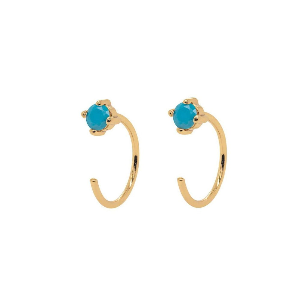 Turquoise Open Huggies Earrings - Trendolla Jewelry