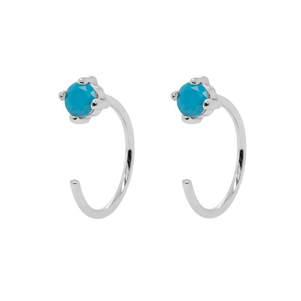 Turquoise Open Huggies Earrings - Trendolla Jewelry