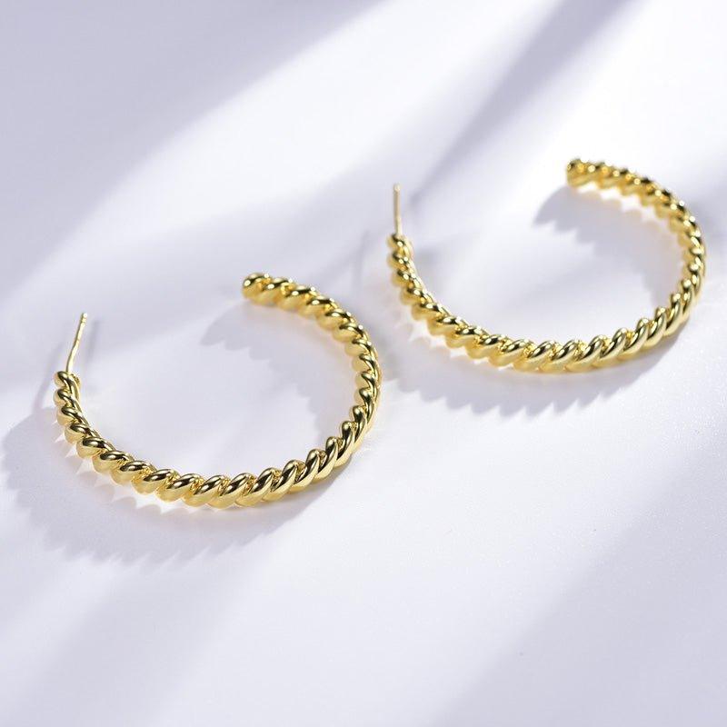 Twisted Hoop Earrings In Yellow Gold Plated Sterling Silver - Trendolla Jewelry