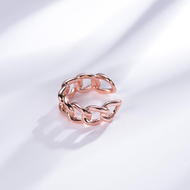 Unique Chain Rose Gold Open Shank Ring - Trendolla Jewelry