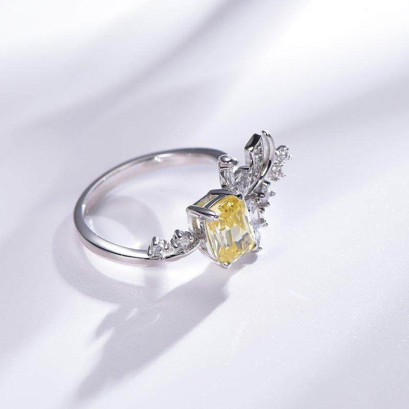 Unique Yellow Topaz Princess Cut Engagement Ring - Trendolla Jewelry