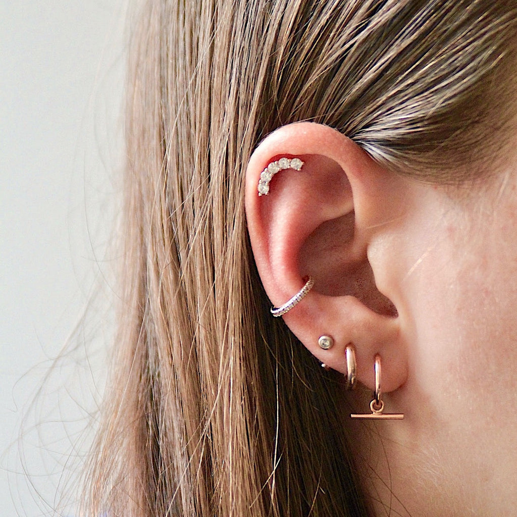Trendolla CZ Curve Flat Back Cartilage Earrings