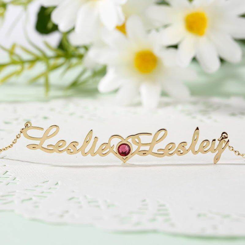 "We Are Doomed" Personalized Name Necklace with Birthstone - Trendolla Jewelry