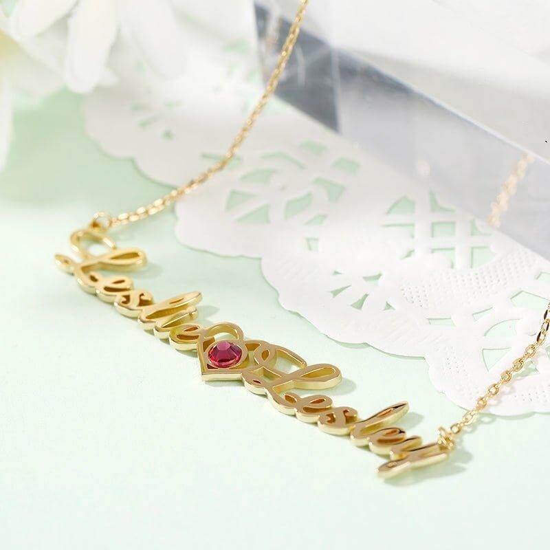 "We Are Doomed" Personalized Name Necklace with Birthstone - Trendolla Jewelry