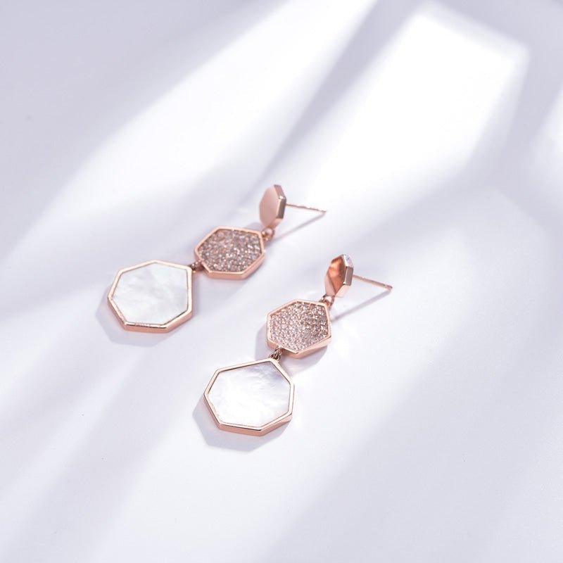 White Shell And Stone Statement Earrings In Sterling Silver - Trendolla Jewelry