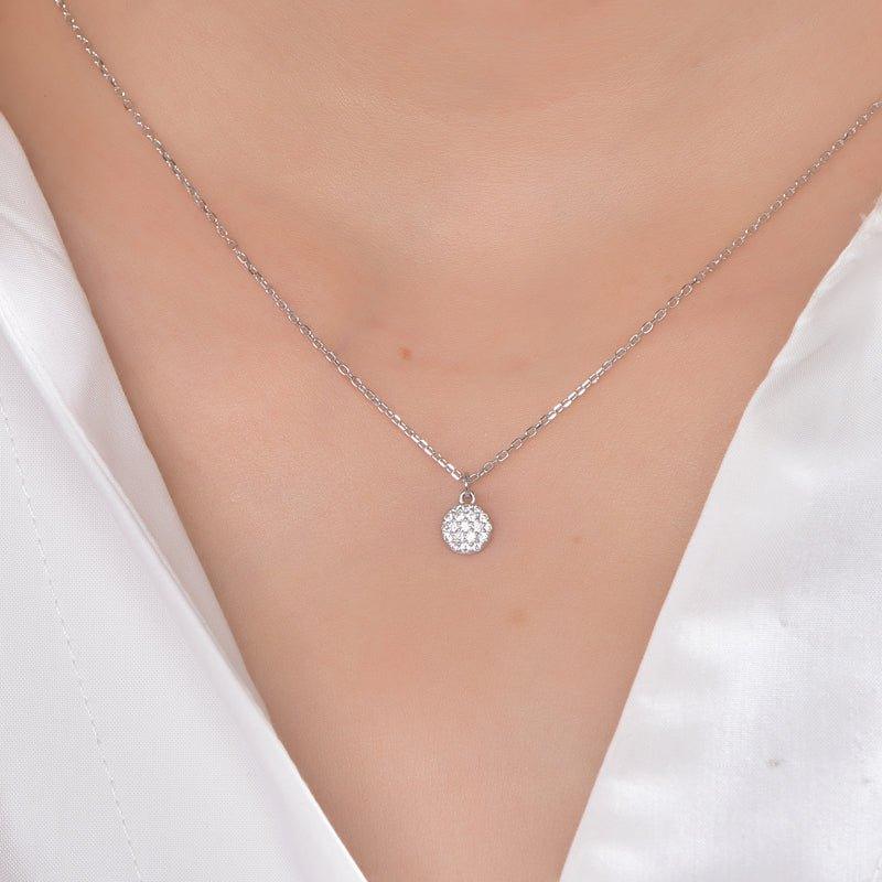 White Stone Ball Necklace - Trendolla Jewelry