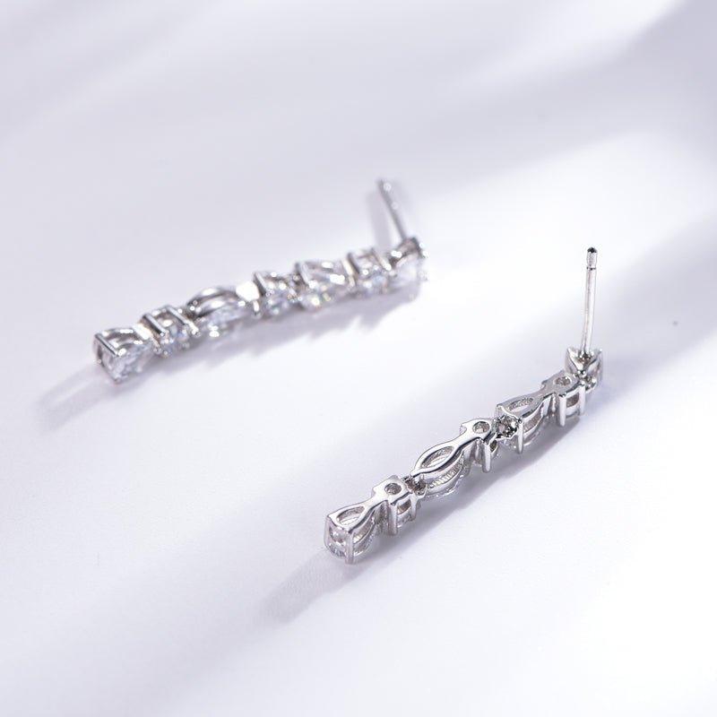 White Stone Drop Earrings In Sterling Silver - Trendolla Jewelry