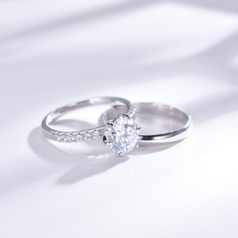 White Stone Round Cut Bridal Ring Sets - Trendolla Jewelry