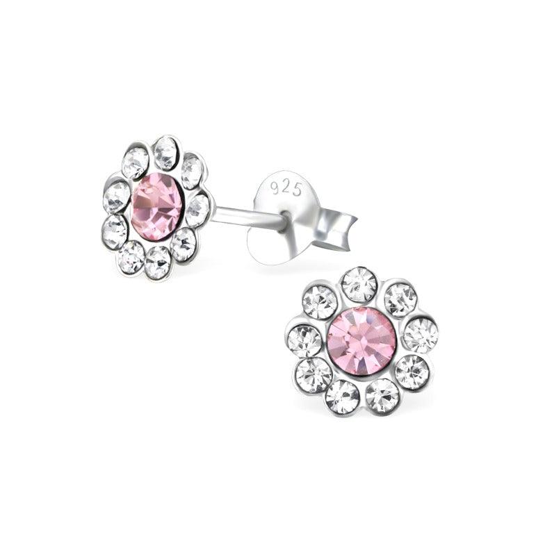 White with Pink Centre Flowers Baby Children Earrings - Trendolla Jewelry