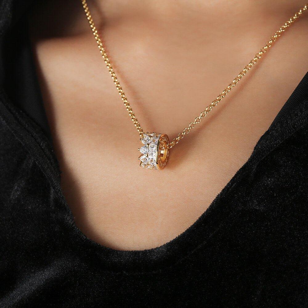 Women Diamond Imperial Crown Necklace