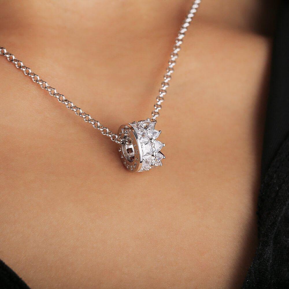 Women Diamond Imperial Crown Necklace - Trendolla Jewelry