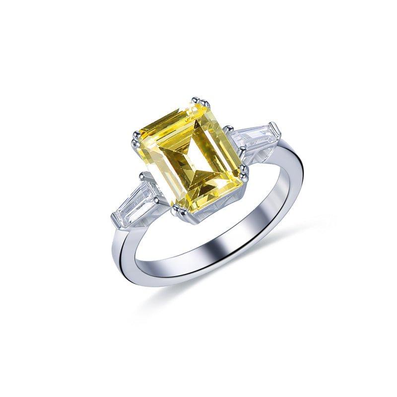 Yellow Topaz Emerald Cut Engagement Ring - Trendolla Jewelry